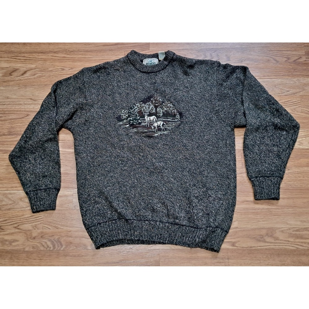 Vintage Red Head Outfitters Deer Buck Embroidered Marbled Sweater  Large